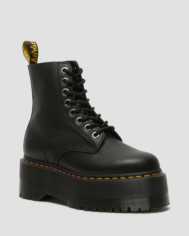 Botas Plataforma Dr Martens 1460 Pascal Max Cuero Mujer Negros | MX 548AHK